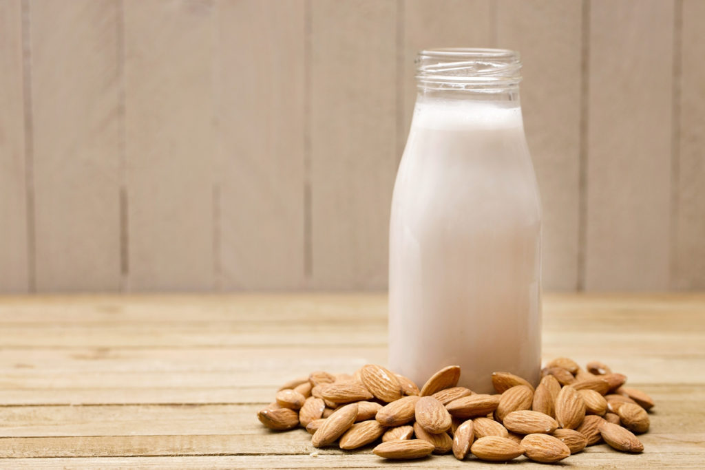 Freshly made almond milk, one of the top alternative food trends for 2020.